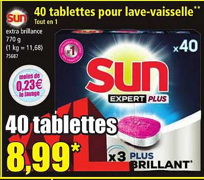 sun 40 tablettes pour lave-vaisselle