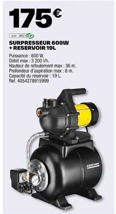 surpresseur 600 w + réservoir 19 l kärcher