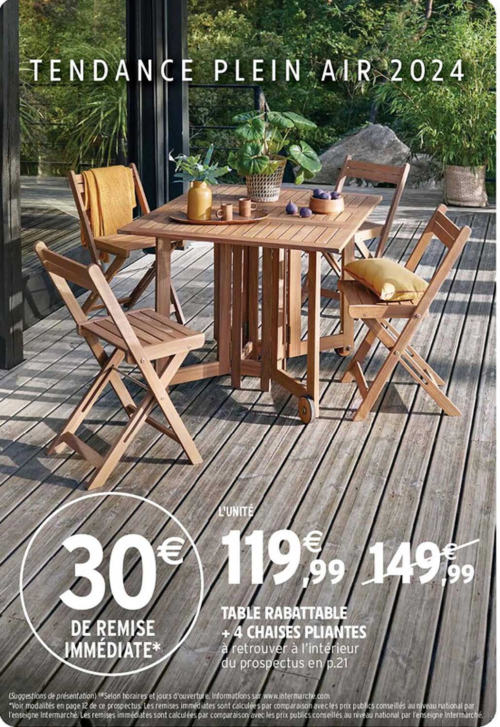 table rabattable + 4 chaises pliantes