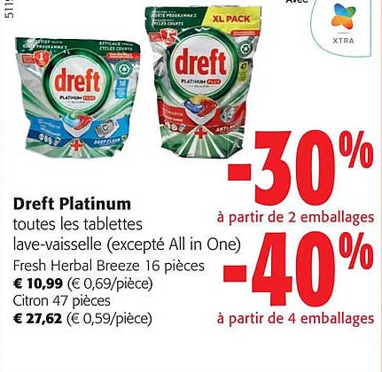 Tablettes Lave-vaisselle Dreft Platinum