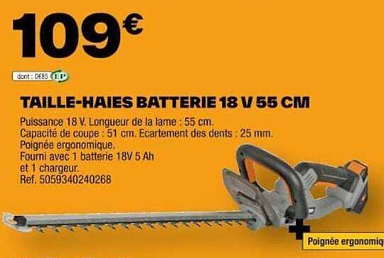 taille-haies batterie 18 v 55 cm