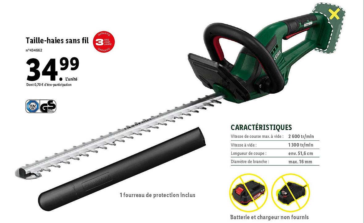 taille-haies sans fil ou caractéristiques