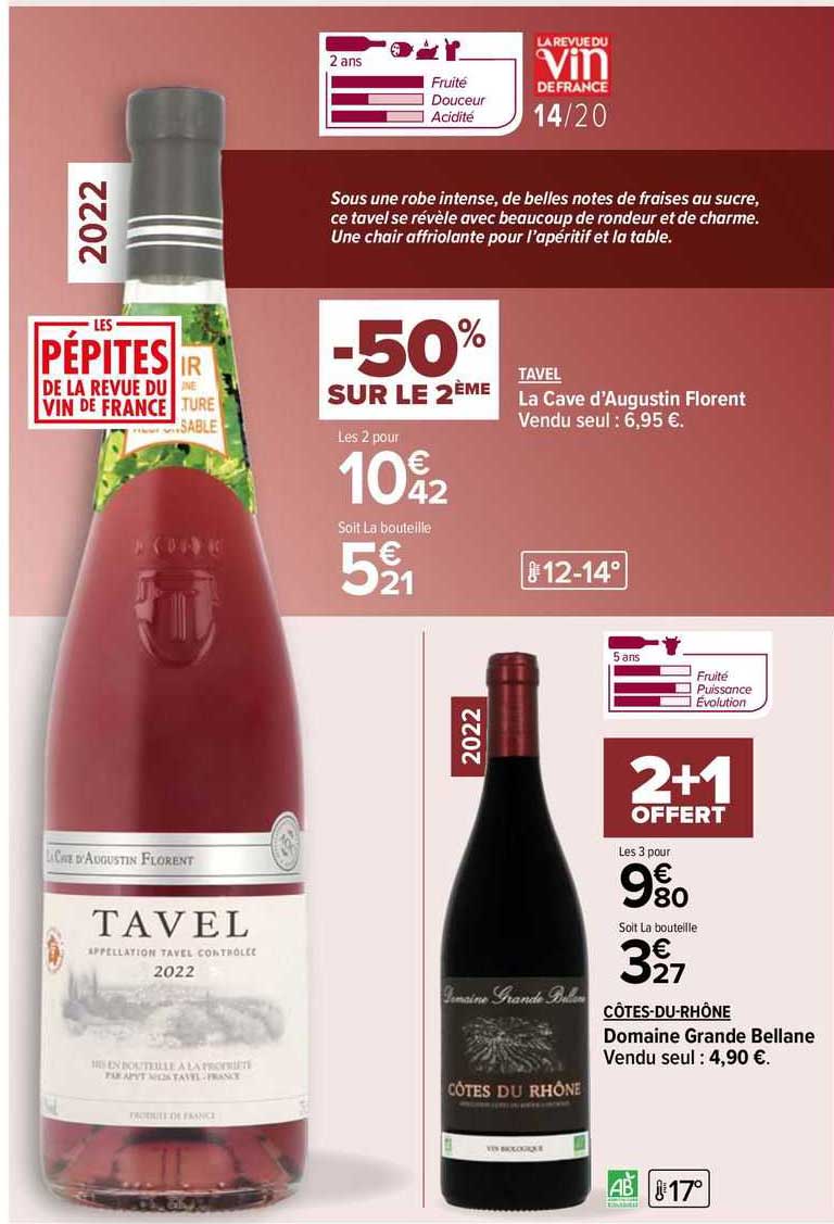 tavel la cave d'augustin florent, côtes-du-rhône domaine grande bellane