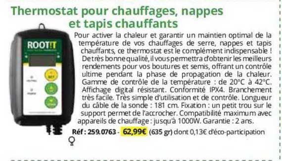 thermostat pour chauffages, nappes et tapis chauffants