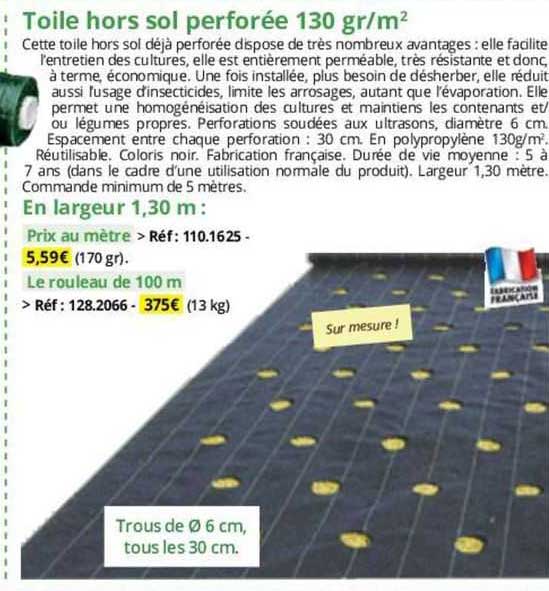 toile hors sol perforée 130 gr/m²