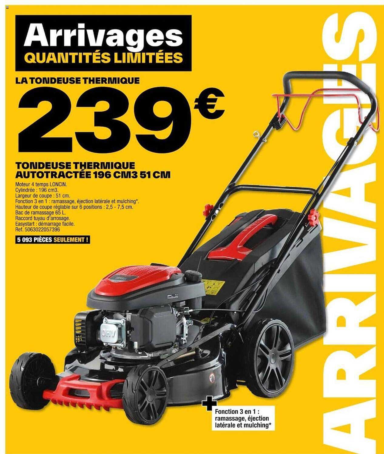 tondeuse thermique autotractée 196 cm³ 51 cm