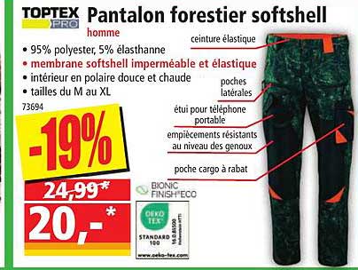 toptex pro pantalon forestier softshell