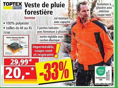 Toptex Pro Veste De Pluie Forestière Homme