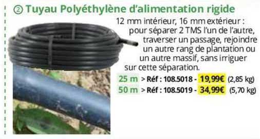 tuyau polyéthylène d'alimentation rigide