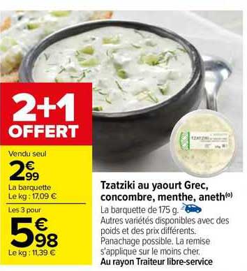 tzatziki au yaourt grec, concombre, menthe, aneth