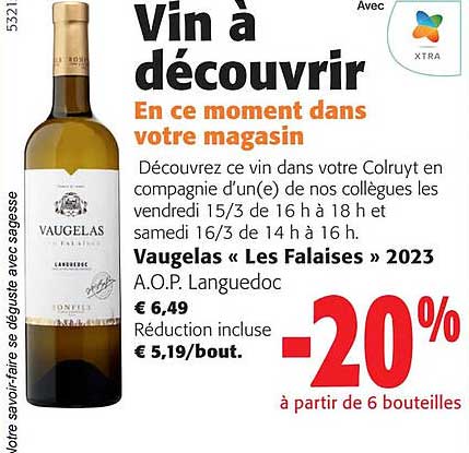 vaugelas «les falaises» 2023 a.o.p. languedoc