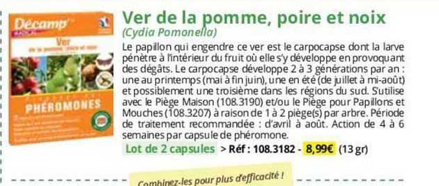 ver de la pomme, poire et noix