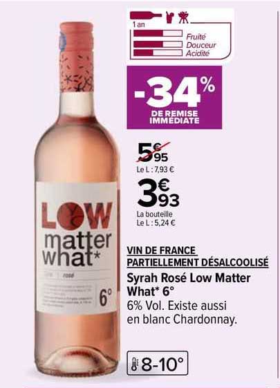 vin de france partiellement désalcoolisé syrah rosé low matter what 6°