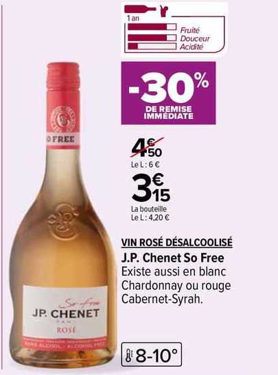 vin rosé désalcoolisé j.p. chenet so free