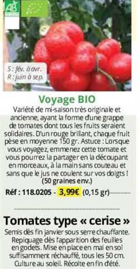 voyage bio tomates type "cerise"
