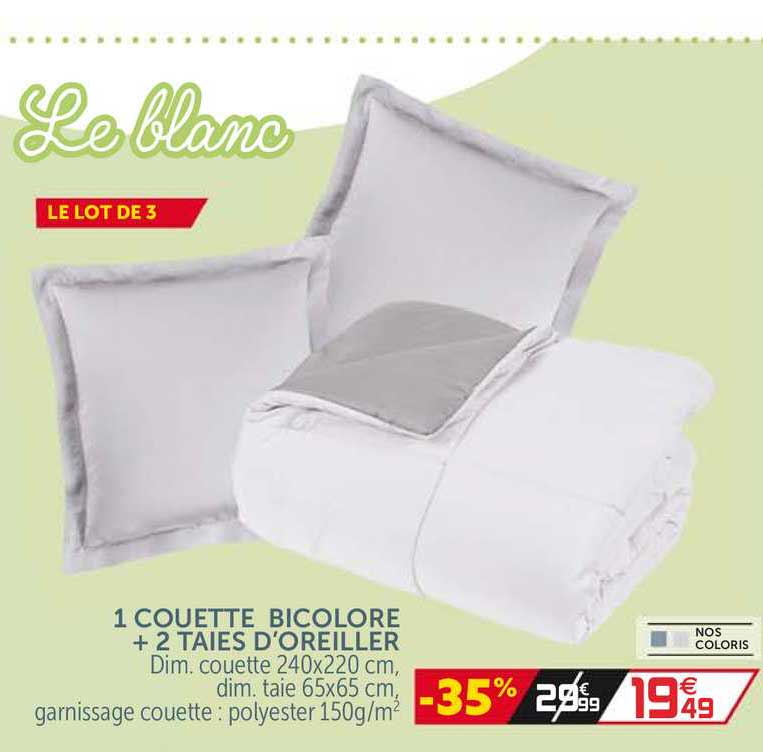 1 couette bicolore + 2 taies d'oreiller