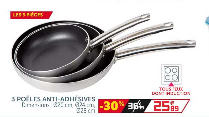 3 Poêles Anti-adhésives