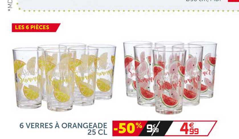 6 Verres à Orangeade 25 Cl