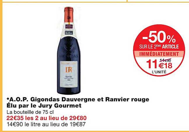 a.o.p. gigondas dauvergne et ranvier rouge élu par le jury gourmet