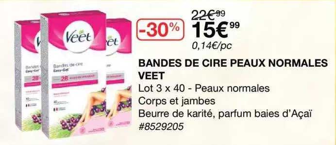 bandes de cire peaux normales veet