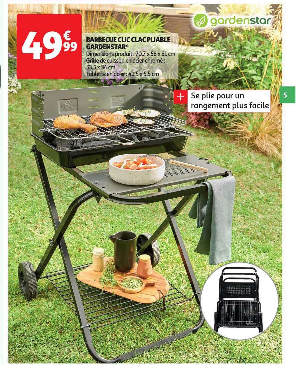 barbecue clic clac pliable gardenstar