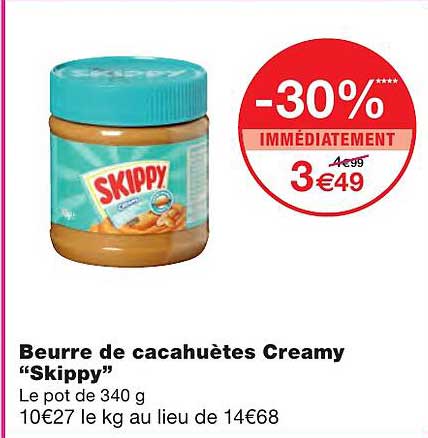 beurre de cacahuètes creamy "skippy"