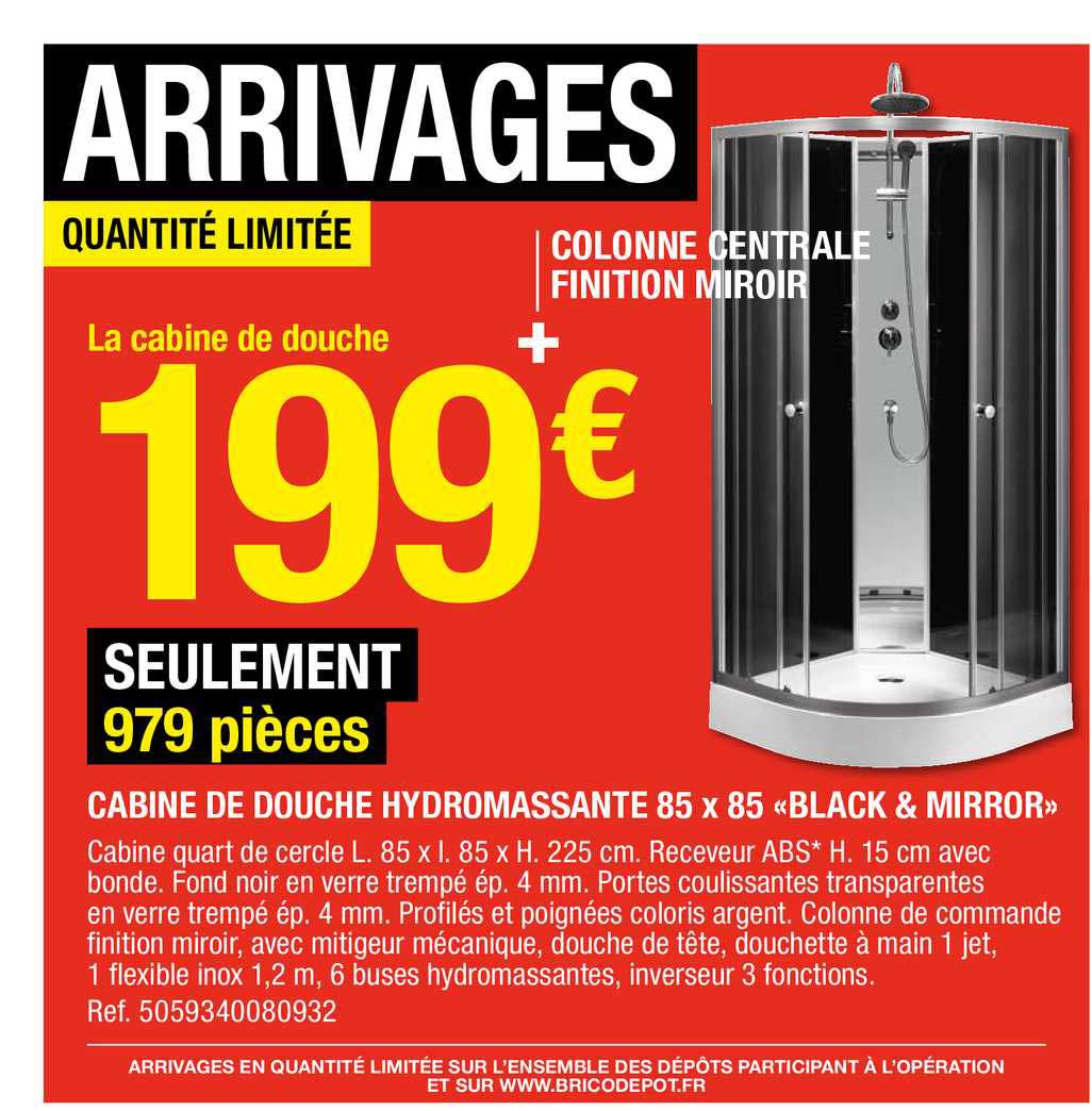 Cabine De Douche Hydromassante 85 X 85 «black & Mirror»