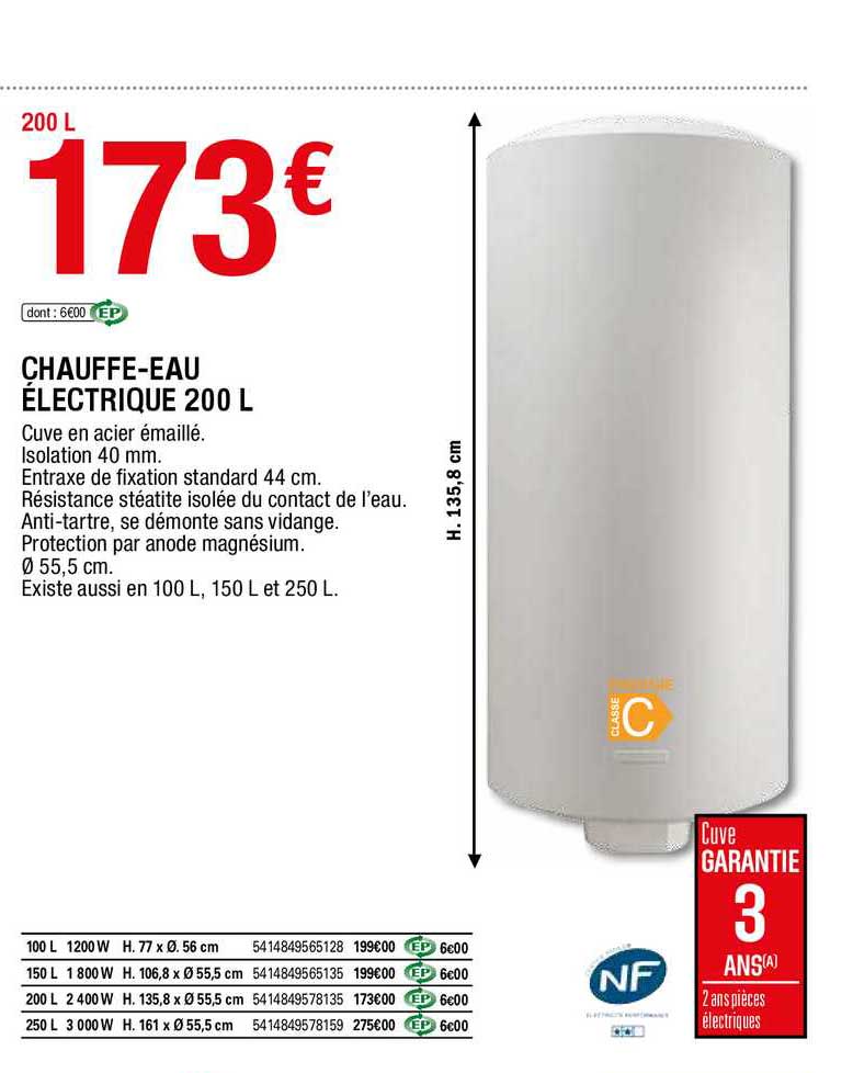 chauffe-eau électrique 200 l