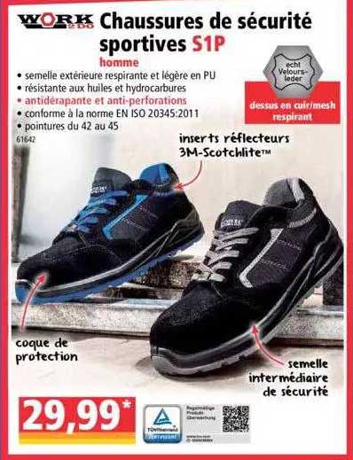 chaussures de sécurité sportives s1p work