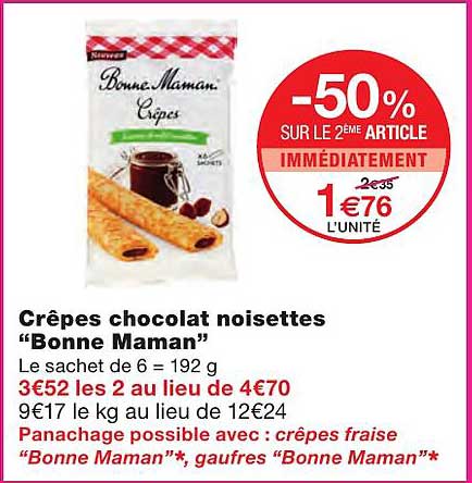 crêpes chocolat noisettes "bonne maman"