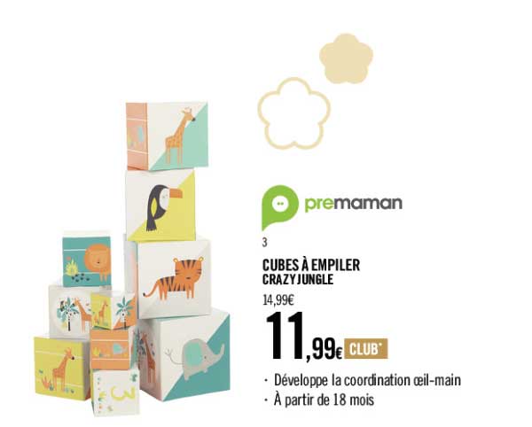 cubes à empiler crazy jungle premaman