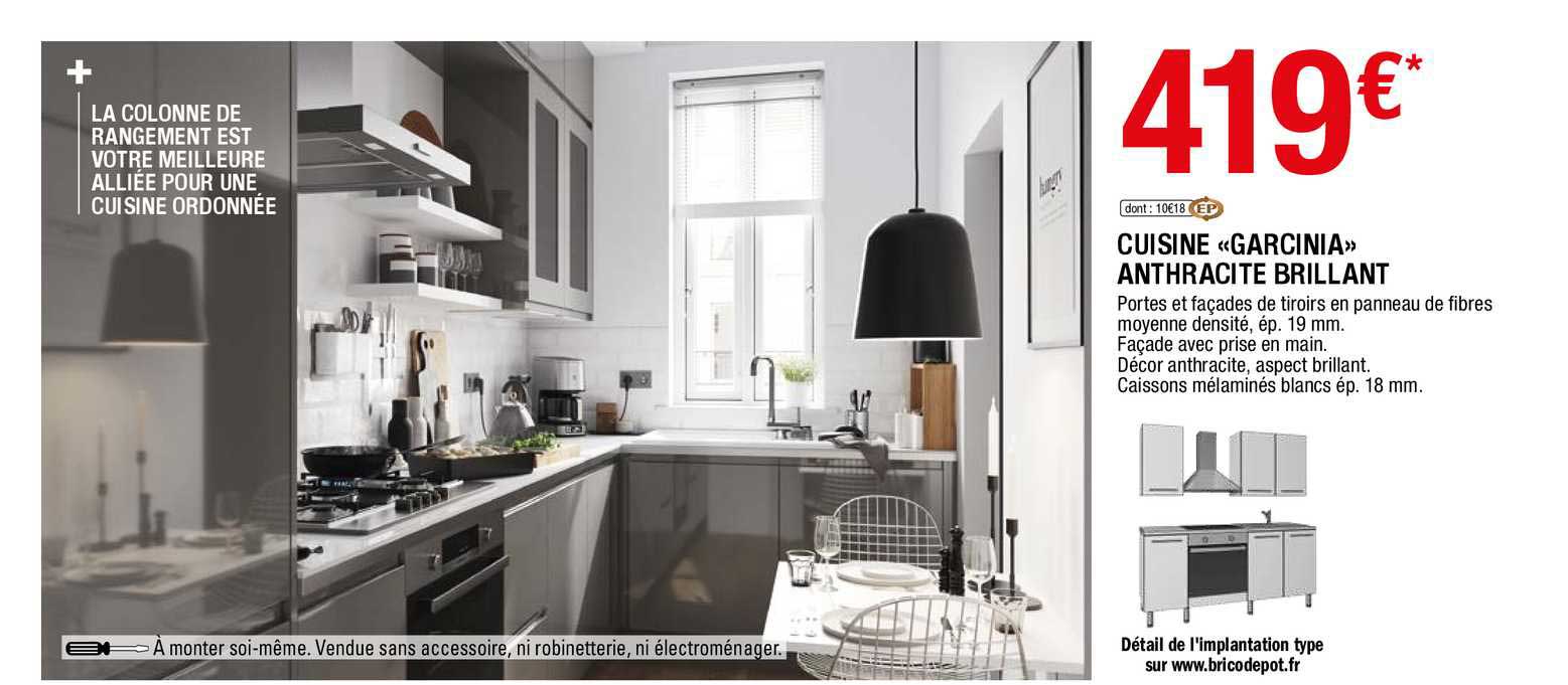 cuisine «garcinia» anthracite brillant