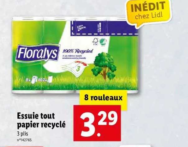 essuie-tout papier recyclé floralys