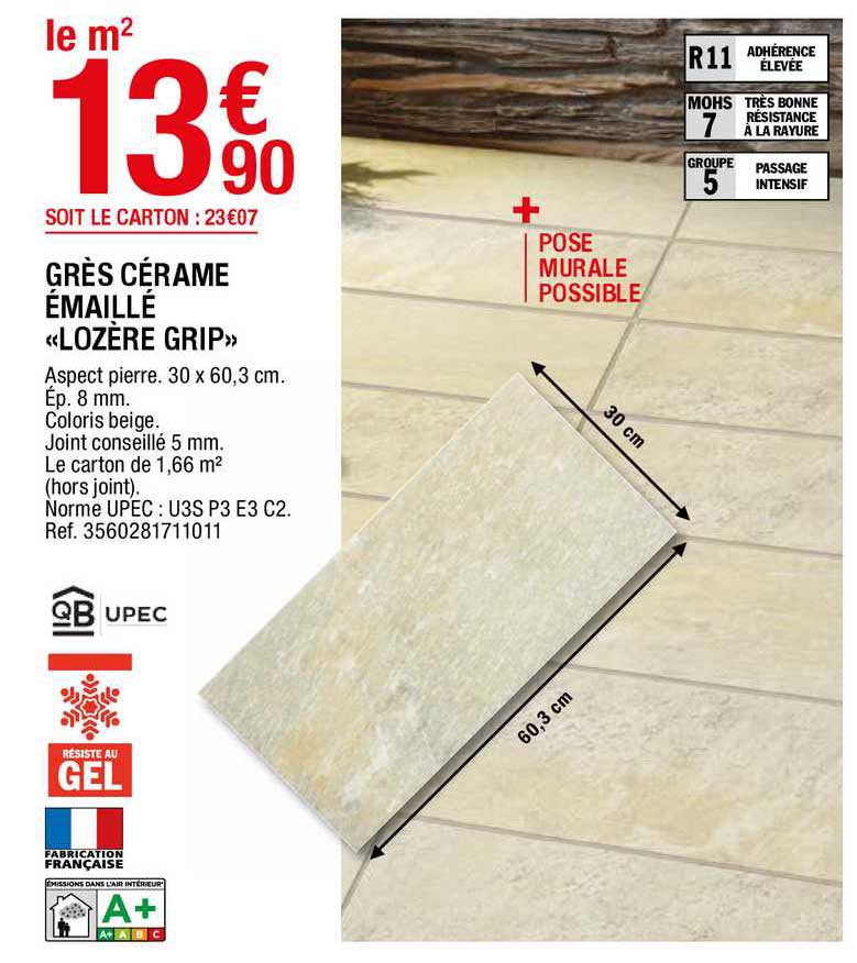 grès cérame émaillé «lozère grip»