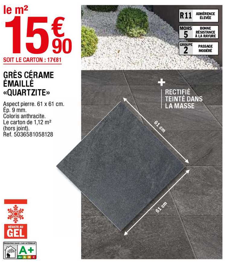 grès cérame émaillé «quartzite»