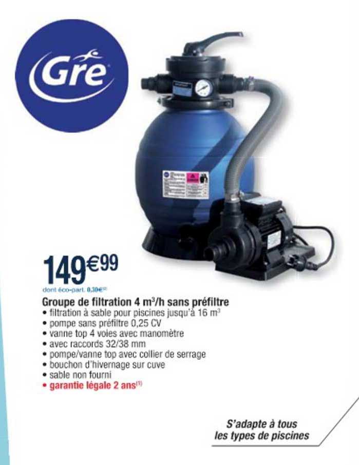 groupe de filtration 4 m3-h sans préfiltre