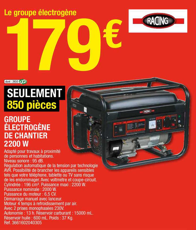 groupe électrogène de chantier 2200 w