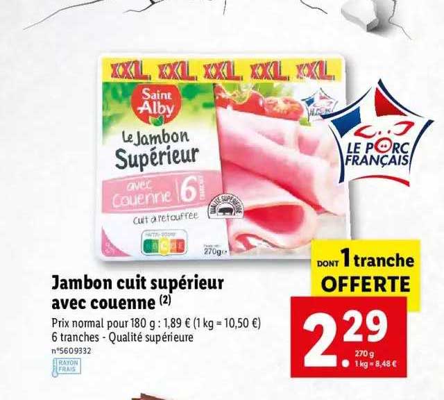 jambon cuit supérieur avec couenne saint alby