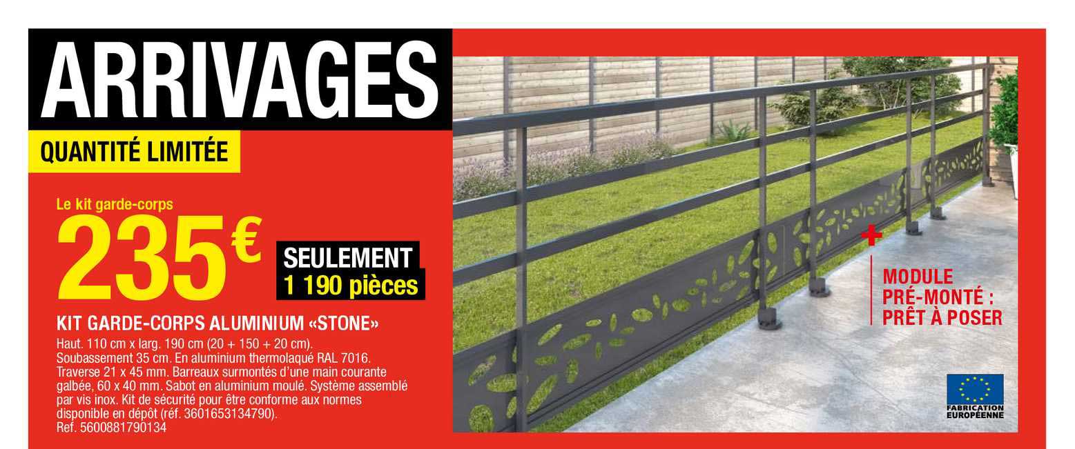 kit garde-corps aluminium «stone»