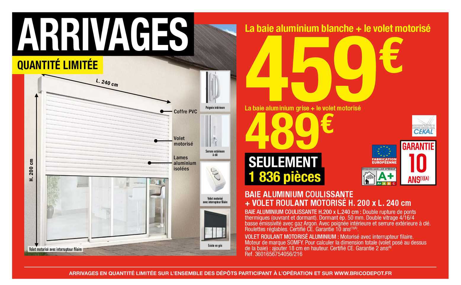 La Baie Aluminium Coulissante Blanche + Le Volet Motorisé Motorisé