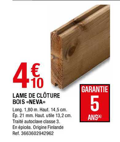 Lame De Clôture Bois «neva»