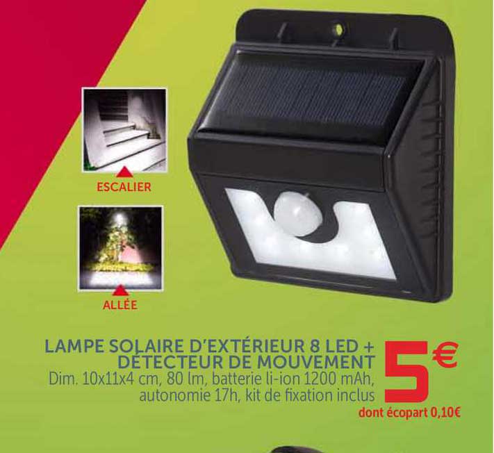 lampe solaire d'extérieur 8 led + détecteur de mouvement