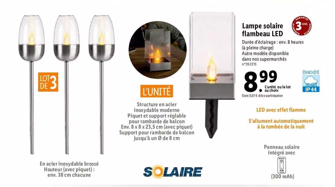 lampe solaire flambeau led