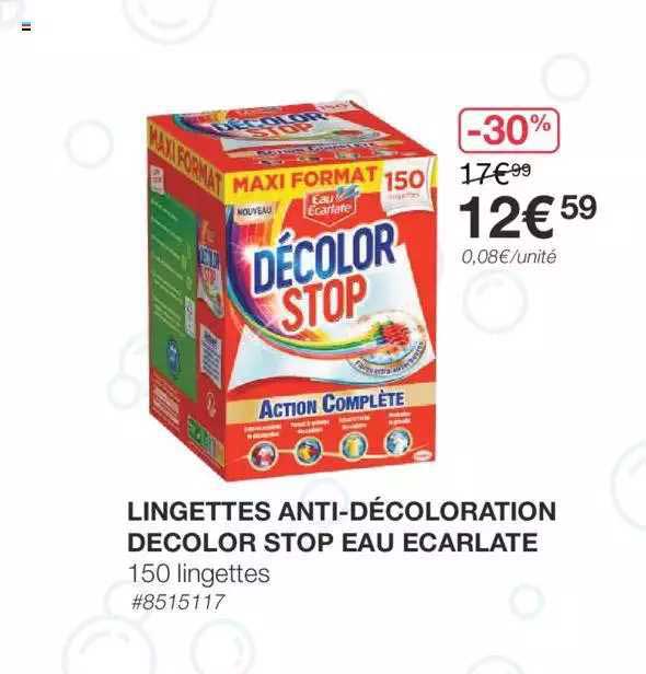 lingettes anti-décoloration decolor stop eau écarlate