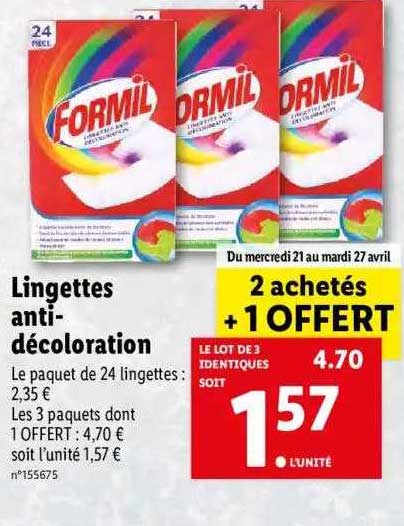 lingettes anti-décoloration formil