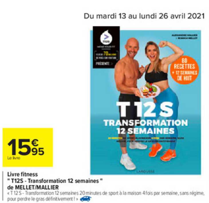 livre fitness "t12s - transformation 12 semaines" de mellet-mallier