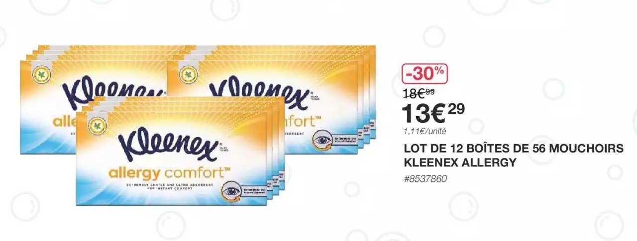 Lot De 12 Boîtes De 56 Mouchoirs Kleenex Allergy