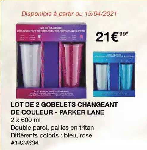 lot de 2 gobelets changeant de couleur - parker lane