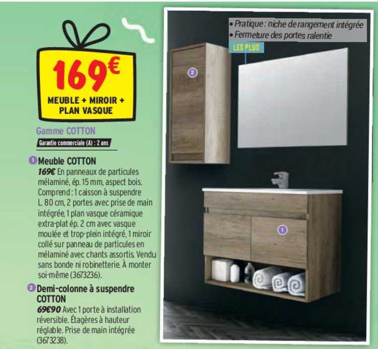 meuble cotton , demi-colonne à suspendre cotton