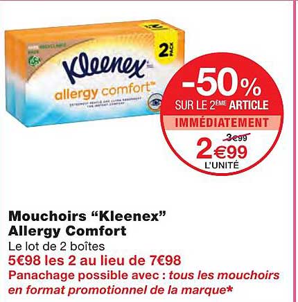 mouchoirs "kleenex" allergy comfort